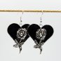 Gothic resin earrings with rose 040