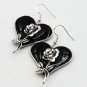 Gothic resin earrings with rose 040