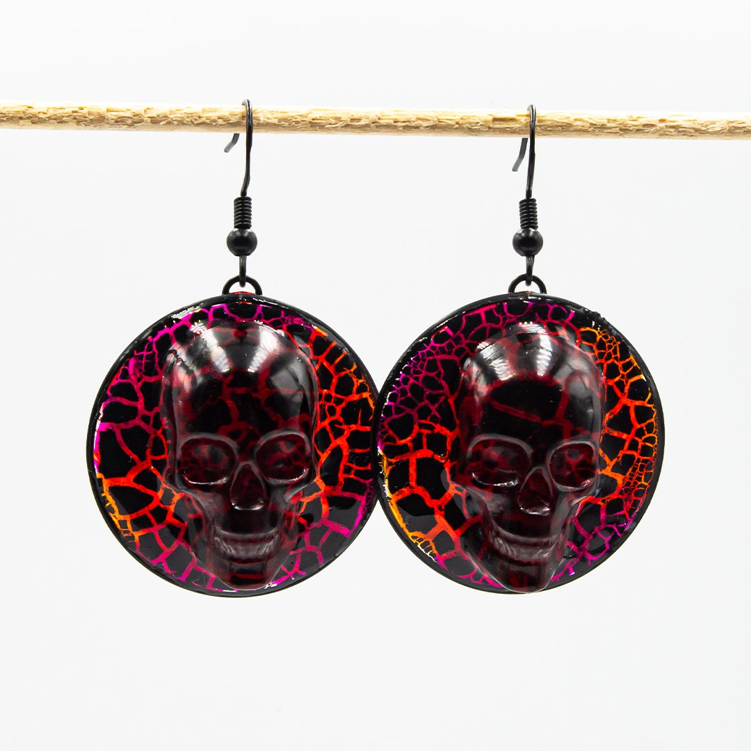 Gothic resin earrings with skull 043