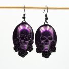 Gothic resin earrings with skull and roses 049