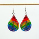 Gay pride resin earrings with peace symbol 051