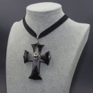 Gothic resin necklace cross with skull