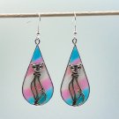 Trans pride resin earrings with cat 002