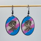 Trans pride resin earrings with rose 007