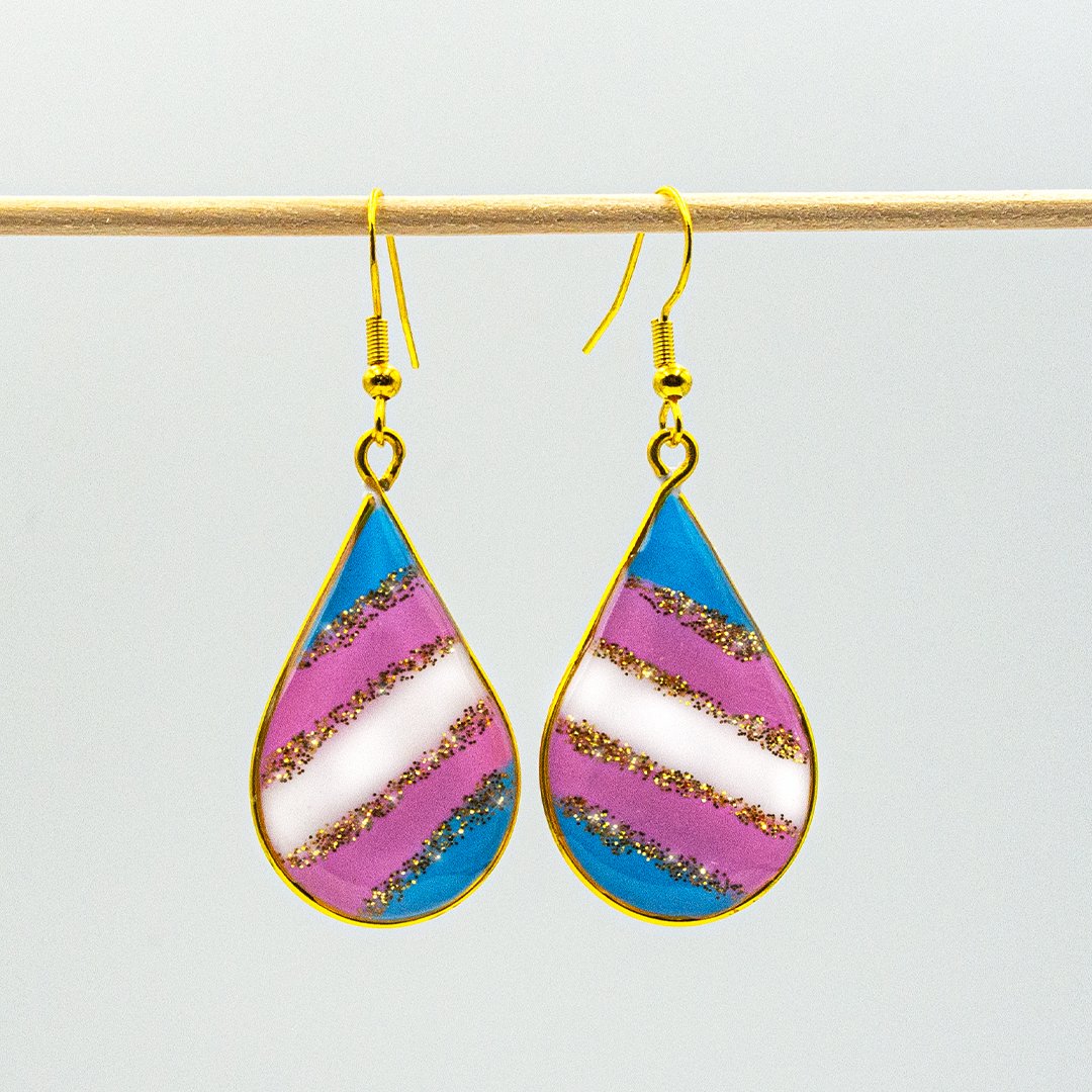Trans pride resin earrings 021