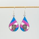Trans pride resin earrings with owl 022