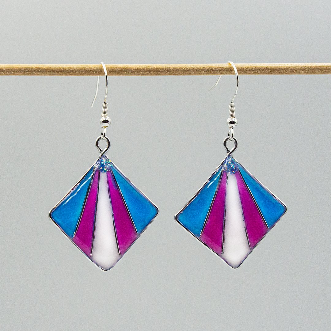 Trans pride resin earrings 023