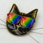 Rainbow pride resin cat pin 001