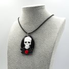 Gothic resin pendant with skull and rose pend 007