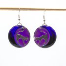 Gothic resin earrings with cat 047