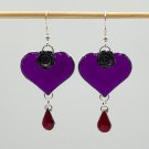 Gothic resin earrings with rose and tear 054