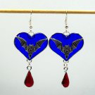 Gothic resin earrings with bat and tear 056