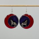 Gothic resin earrings with wolf and crescent 061