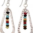 Southwest Hammered Shiny Silver Teardrop Multicolor Glass Beaded Dangle Earrings Southwest Hammered Shiny Silver Teardrop Multicolor Glass Beaded Dangle Earrings