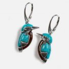 ( Small) Bird Hoop Dangle Earrings Women Turquoise Lab-Created Silver Plated ( Small) Bird Hoop Dangle Earrings Women Turquoise Lab-Created Silver Plated