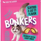 Bonkers Cat Pillows Seafood & Eat It! Flavored Crunchy Cat Treats 3-oz bag, 1 Bonkers Cat Pillows Seafood & Eat It! Flavored Crunchy Cat Treats 3-oz bag, 1