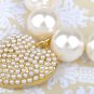 Fabricated White Pearl Paved Bead Heart Faux Pearl Bracelet
