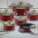 Red 12pcs Stainless Steel Cookware Set Non-stick Frying Pan Saucepan Stew Pot US Red 12pcs Stainless Steel Cookware Set Non-stick Frying Pan Saucepan Stew Pot US