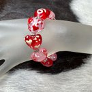 Valentines Red & Pink Heart & LOVE Words Lampwork Glass Beaded Stretch Bracelet Valentines Red & Pink Heart & LOVE Words Lampwork Glass Beaded Stretch Bracelet