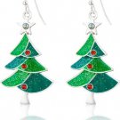 Green Christmas Tree Rhinestone cz Pierced Dangle Earring Green Christmas Tree Rhinestone cz Pierced Dangle Earring