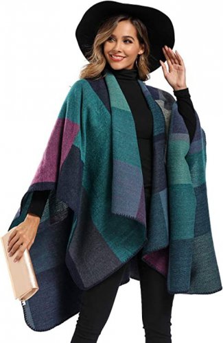 Women's Blanket Shawls Wraps Winter Open Front Poncho Cape Warm Shawl Cardigan
