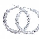 Woman's Silver Plated U-Shaped Medium Size Hoop Earring Lab-Created & Simulated