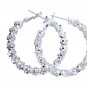 Woman's Silver Plated U-Shaped Medium Size Hoop Earring Lab-Created & Simulated