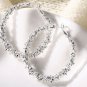 Woman's Silver Plated U-Shaped Medium Size Hoop Earring Lab-Created & Simulated