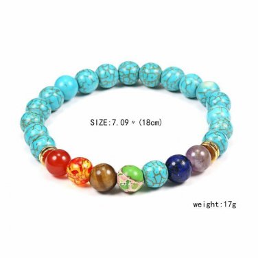 Solar System Universe Galaxy Eight Planets Stone Beads Bracelet (TURQUOISE)