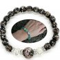 (BLACK) Luminous Firefly Healing Crystal GLASS Beaded Glow in the Dark Bracelet