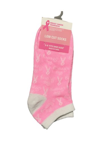 Breast Caner Awareness Low Cut Socks - Womens 5 to 9 - Pink