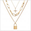 Fashion Vintage Eight-pointed star lock Pendant Thick Chain Necklace Fashion Vintage Eight-pointed star lock Pendant Thick Chain Necklace