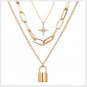 Fashion Vintage Eight-pointed star lock Pendant Thick Chain Necklace