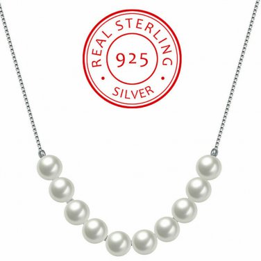 Freshwater 8MM AAA White  Pearl Pendant Necklace