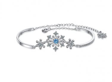 Blue Snowflake Bracelet Xmas Gift