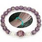 (PURPLE) Luminous Firefly Healing Crystal GLASS Beaded Glow in the Dark Bracelet
