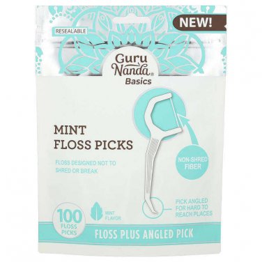 Guru Nanda Basics Fresh Floss Picks Mint Flavored Floss 100 Floss Picks