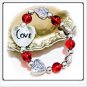 Heart Bracelet Big Love Heart Red Heart Beaded Stretch Bracelet for Women