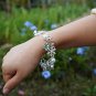 Silver Finish Chain Snowflake Tree Christmas Theme Charms Statement Bracelet