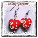 (Mothers Day Gift) Gorgeous Red Lampwork Glass Heart Earrings By chicsonabudget (Mothers Day Gift) Gorgeous Red Lampwork Glass Heart Earrings By chicsonabudget