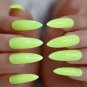 LONG STILETTO *LEMON* Full Cover Yellow 23 Nail Tips Press On Glue Set!
