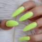 LONG STILETTO *LEMON* Full Cover Yellow 23 Nail Tips Press On Glue Set!