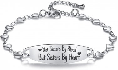 "Not Sisters by Blood but Sisters by Heart" Bracelet Stainless Steel Best Friend