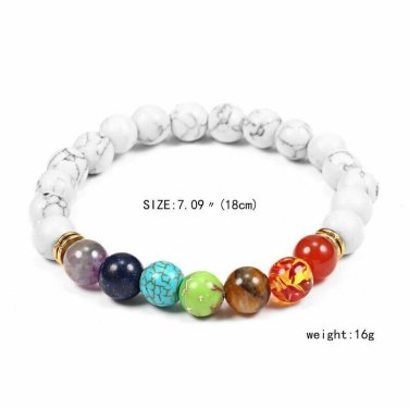Solar System Universe Galaxy Eight Planets Stone Beads Bracelet (WHITE)