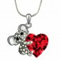 Adorable Koala Teddy Bear and Red Crystal Heart Pendant Necklace Fast Shipping