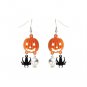 PUMPKIN, SKULL AND SPIDER Dangle Halloween Earrings