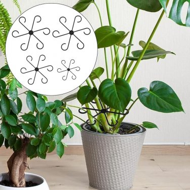 4pcs Plant Stem Supports Plastic Holders Trellis Indoor Outdoor Garden (Black)