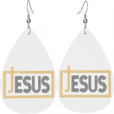 Jesus Leaf PU Leather Dangle Earrings Exquisite Gift Women