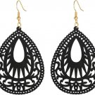 Bohemian Black Wood Earrings Women Handmade Natural Retro Teardrop Bohemian Black Wood Earrings Women Handmade Natural Retro Teardrop