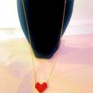 Pave Rhinestone Heart Pendant Necklace Delicate Red Crystals Silver Tone 16in Pave Rhinestone Heart Pendant Necklace Delicate Red Crystals Silver Tone 16in